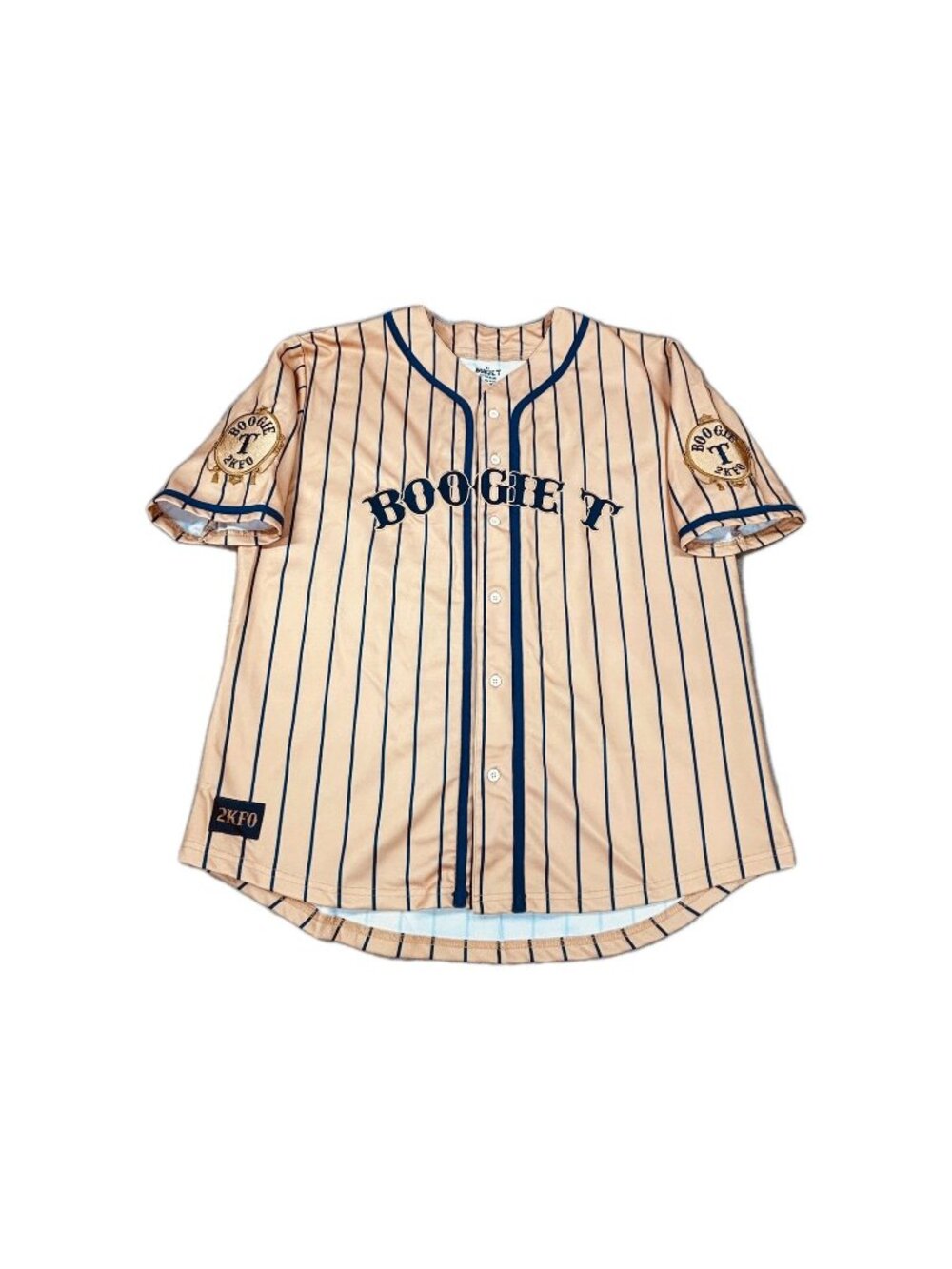 Boogie T Baseball Jersey Mens XL Blue Gold Pinstripes JSA COA Tour Button Front
